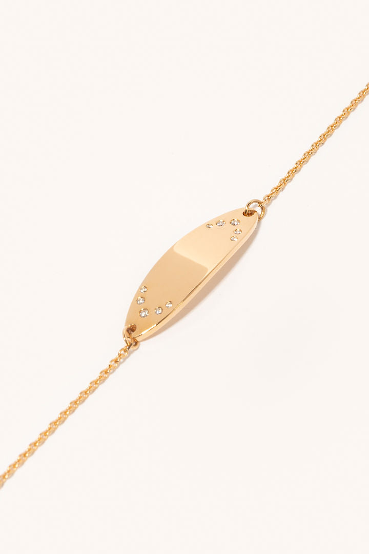 Gourmette Chaîne En Or Jaune 14 Carats Avec Diamants - Occasion Très Bon état - Bijou Précieux