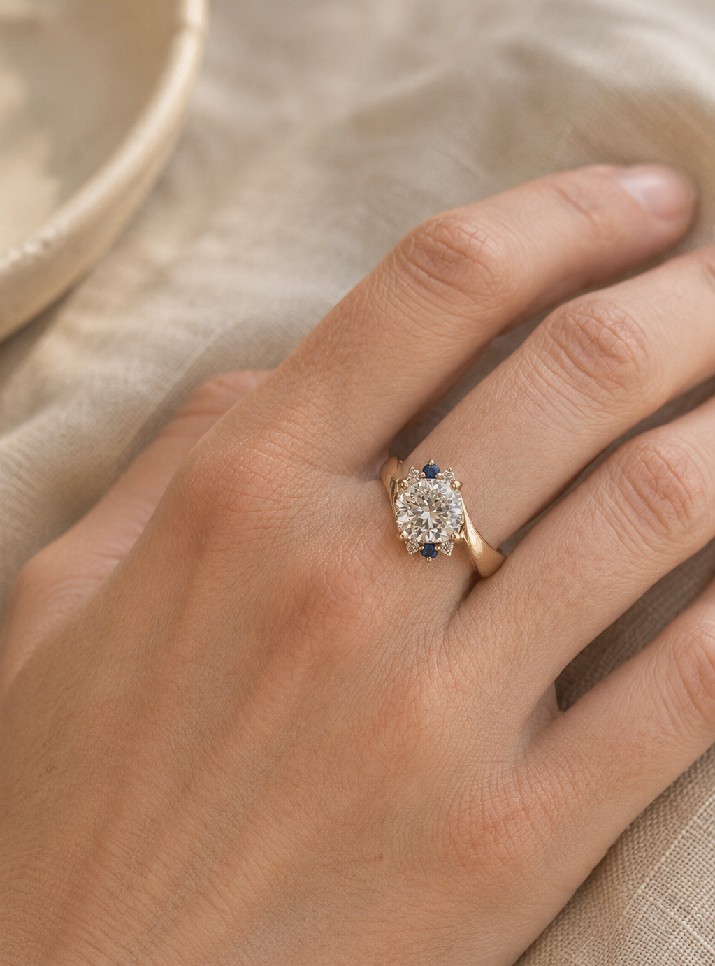 Bague diamant taille coussin
