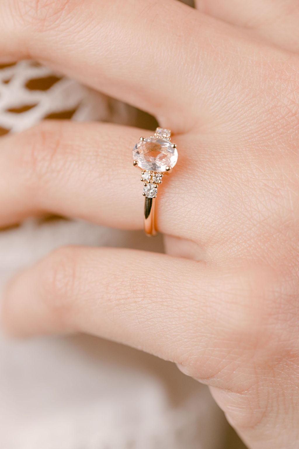 Bague de fiançailles Swann Morganite Flore Zéphyr